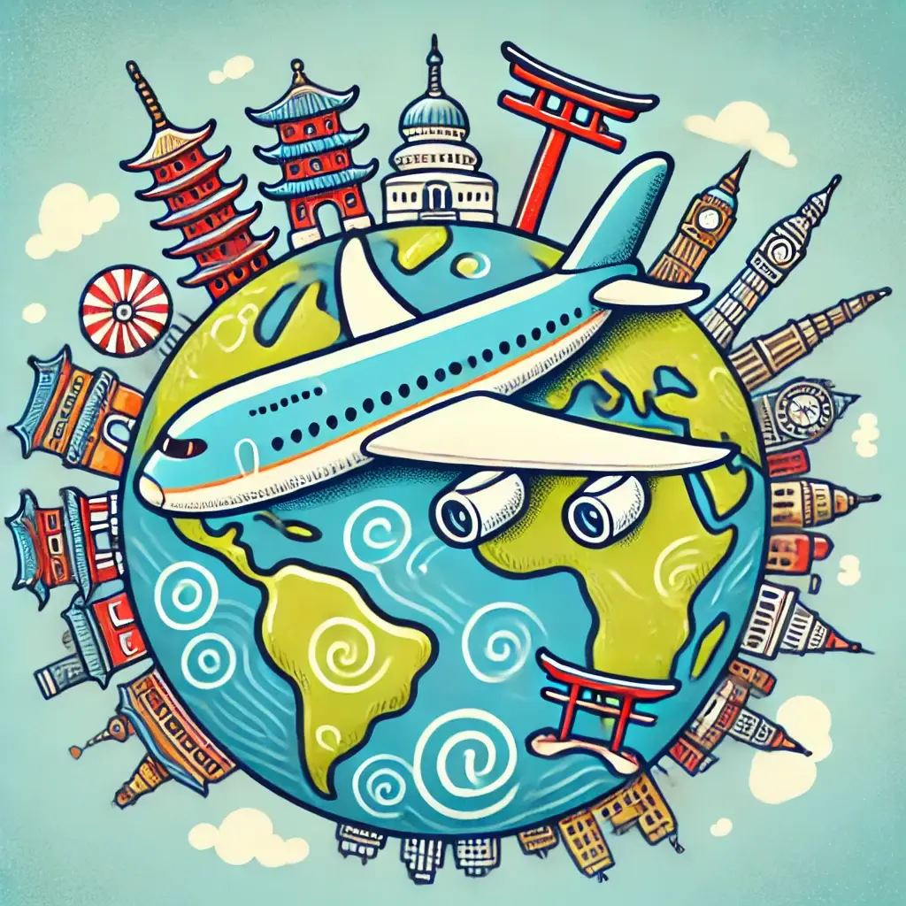 Airliner flying over the earth