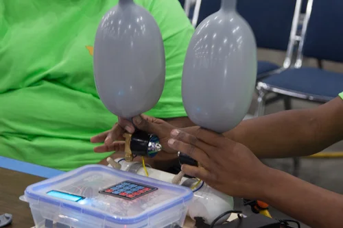 Airigami's Inflatinator. A balloon inflation device designed for precision sizing.